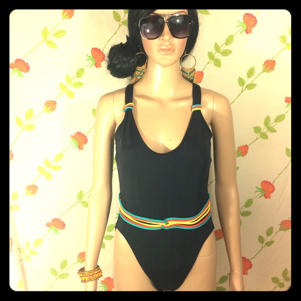 Vintage Edith Thais One Piece Black Swimsuit